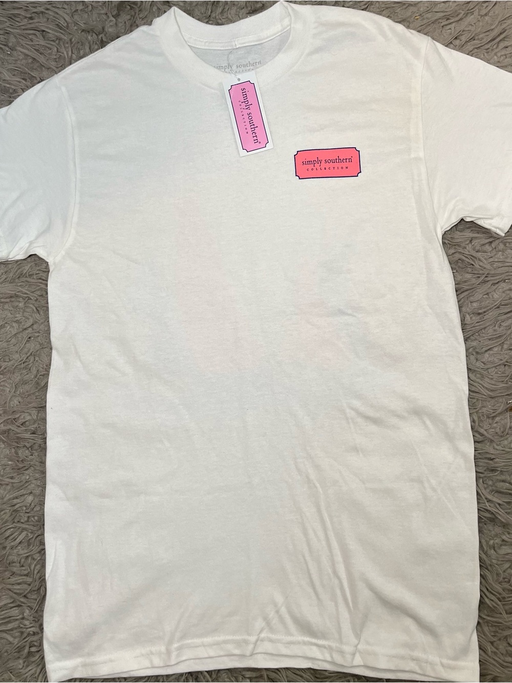 Simply Southern Women’s S White Logo T-Shirt NWT Short Sleeve Cotton Preppy
